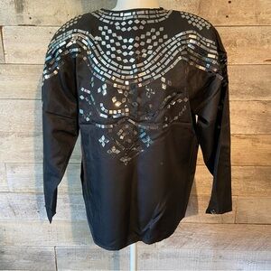 Vintage Bonnie Boerer silk/cotton black women's sequinned‎ blouse  size small